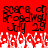 Red background with black pixelated text reading "SOUR 8 of Roadway July 29" and white pixelated shapes below, two identical copies side-by-side.