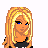 Pixel art contact sheet showing two frames of an animated buddy icon with a blonde cartoon character and "I love NY!!!" text.