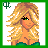 Pixel art of six distinct character parts with green text labels, showing blonde hair, eyes, lips, nose, and partial body in a layout