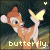 Animated sequence of a cartoon deer holding a yellow butterfly, with text below reading 'butterfly.'