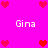 Pixelated pink background with repeated red heart icons and white text "Gina" in four positions.