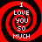 Four identical red and black spiral patterns with white text reading "I LOVE YOU SO MUCH" arranged in a on a solid red background