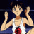 Pixelated anime-style character in white tank top with red emblem, holding phone to ear against dark background with "Anime IM" and "cOm" text on right side.