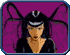 Pixelated character with long dark hair and headband, wearing black top against changing background colors.