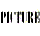 A pixelated image shows a distorted text banner reading "PICTURE PICTURE" above four abstract motion patterns in gray and blue tones.