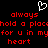 A static pixel art image with a black background, red text, and a white heart symbol.
