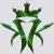 Green pixelated icon with crown-like top and leafy extensions on a light background.