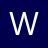 A white capital letter W rendered in pixelated style on a solid dark blue background.