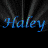 Animated sequence of 'Haley' text in varying colors and styles against a dark background with radiating lines.