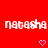 Red background with white pixelated text 'natasha' repeated twice, two pink heart symbols below the text.