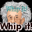 Pixelated image of a historical figure with white hair and mustache, featuring text overlays in different frames.