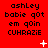 Red background with repeated text "ashley babie q0t em q0in CUHRAZIE" and changing white symbols across three of three identical text blocks each
