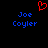 Red pixelated heart symbol above blue text reading 'Joe Coyler' on black background.