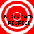Four identical red circular icons with white concentric rings and black text reading BLACKJACK RESPECT arranged in a