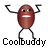 Animated contact sheet of six frames showing a brown oval cartoon character with stick limbs performing various poses, each labeled "Coolbuddy" below in pixelated text.