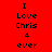 Red background with black pixelated text reading "I Love Chris 4 ever" arranged vertically, featuring a glowing effect on the left side.