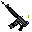 Pixelated black and gray cannon firing yellow bullets with a white muzzle flash against a gray background.