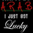 Pixelated digital image with red and white text on black background, featuring stylized 'ARAB' text, 'I JUST GOT Lucky' phrase, and multiple red text blocks including 'L <3's C DONT HATE ON US KthNxBYc' and 'ARABS ALL DAY EVERYDAY'.