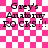 Pink and white checkered background with repeated text "Grey's Anatomy ROCKS!!!" in black pixelated font, showing animation changes across frames.