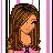 Pixel art contact sheet showing a female character's upper body, lower body, and heart symbols in various colors across eight frames.
