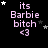 Pixelated text 'its Barbie bitch <3' in light purple on black background with scattered white and gray stars, animated star positions across frames.