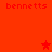 Red background with four instances of the text 'bennetts' and three red stars in a pattern