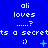 Blue background with repeated white text 'ali loves .....?' and pixelated emoticons, showing animation changes in symbols.