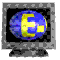 Animated contact sheet of 15 frames showing a blue sphere with yellow text rotating on gray computer monitors, displaying sequential letters forming "FEMINISM" before fading into abstract patterns.