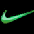Four distinct Nike swoosh symbols displayed in green, red, blue, and gray on a black background.