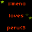 Pixelated orange text and green stars on black background with repeated patterns and a gray rectangle in bottom-right corner.