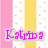 A static image with vertical pink and yellow stripes, white bands with small squares, and purple text reading 'Katelyn?' on a light gray background.