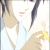 Anime-style character with dark hair and purple eyes holds a yellow object near their mouth across showing eye closure and head tilt