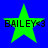 Four green star-shaped icons with black text "BAILEY<3" on blue background, showing pixelated and non-pixelated states.