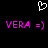 Pixelated white heart symbol above two identical pink text phrases on black background.