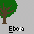 Pixel art icon with green tree, brown cat, and 'Ebola' text; animation shows cat moving from left to right across tree base.