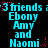A static digital image displays repeated text in cyan pixelated font on a black background with pink star accents.