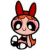 A 50x50 pixel cartoon character icon with red bunny ears and orange hair, repeated in a contact sheet of animated frames against a black background with pink and red text.