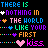 Animated contact sheet of 8 frames showing a pixel art text animation with repeated phrases and heart symbols on black background.