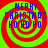 Four identical square arranged in a , each displaying red and green spiral patterns with blue text reading "MERRY CHRISTMAS HO HO HO"