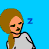 Animated contact sheet of a cartoon woman with brown hair in a braid wearing a gray shirt against a blue background, showing sequential frames with changing 'Z' symbols and text phrases.