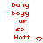 Red pixelated text and heart symbols arranged in a pattern on a white background with a gray bottom-right corner