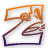 A 4x3 contact sheet of a single animated icon showing sequential frames with orange and purple outline variations on a white background.