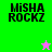 Four display "MISHA ROCKZ" text with a star icon changing color between green and pink backgrounds