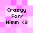 Pixelated text 'Crazyy Forr Him' with a heart symbol on pink and white checkered background.