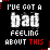 A 4-frame animated contact sheet showing a repeating text-based animation with pixelated white and red lettering on black background, featuring the phrase "I'VE GOT A bad FEELING ABOUT THIS" in varying states of clarity across frames.