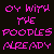 Pixelated collage of four distinct celebrity headshots with pink text reading 'OY WITH THE POODLES ALREADY' on a black background.
