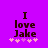 Purple background with dark brown text reading "I love Jake" and five pink plus signs below, two of which are light purple in the second frame.