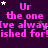 Purple background with repeated pink text 'Ur the one I've always wished for!' and scattered white/grey stars.