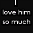 Black background with white and pink text reading 'I love him so much but i dont no why' alongside a colorful abstract design featuring pink, green, blue, and yellow lines forming a heart shape.