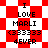 Red and white checkered background with pixelated text reading 'I LOVE MARLI <33333 4EVER' in two distinct layouts, one with square and one with diamond